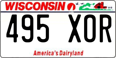WI license plate 495XOR