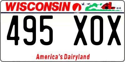 WI license plate 495XOX