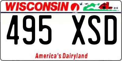 WI license plate 495XSD