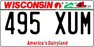 WI license plate 495XUM