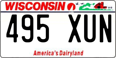 WI license plate 495XUN