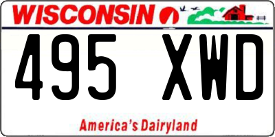WI license plate 495XWD