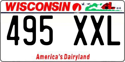 WI license plate 495XXL