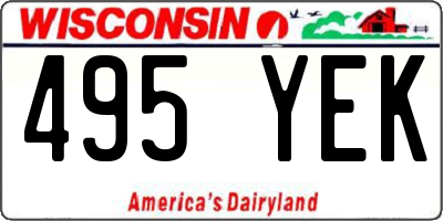 WI license plate 495YEK