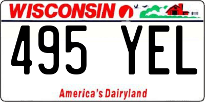 WI license plate 495YEL