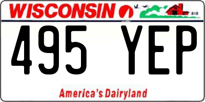 WI license plate 495YEP