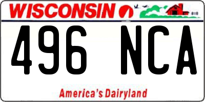 WI license plate 496NCA