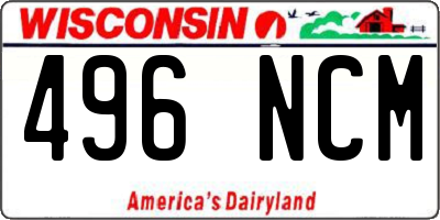 WI license plate 496NCM