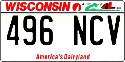 WI license plate 496NCV