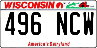 WI license plate 496NCW