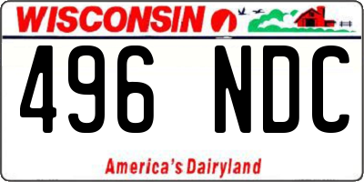 WI license plate 496NDC
