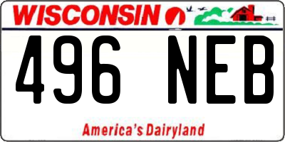 WI license plate 496NEB