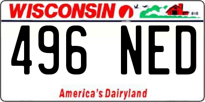 WI license plate 496NED