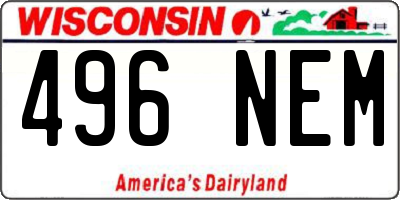 WI license plate 496NEM