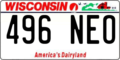 WI license plate 496NEO