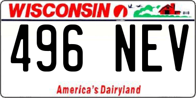 WI license plate 496NEV