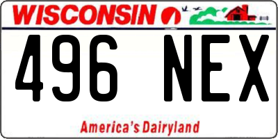 WI license plate 496NEX