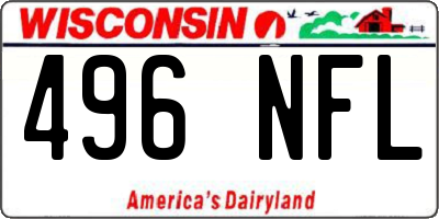 WI license plate 496NFL