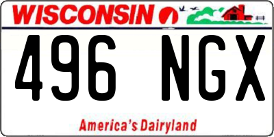 WI license plate 496NGX