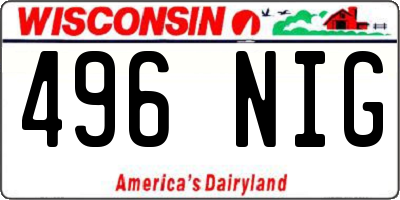 WI license plate 496NIG