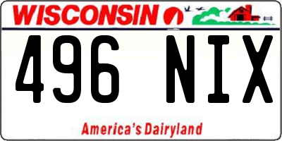WI license plate 496NIX