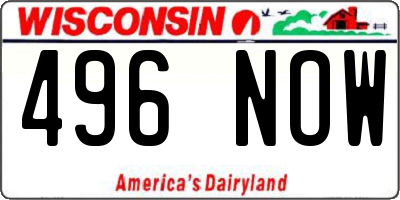 WI license plate 496NOW