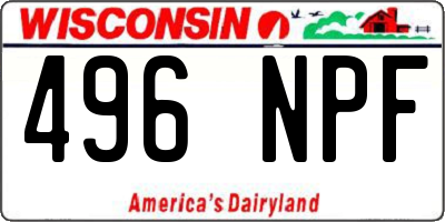 WI license plate 496NPF