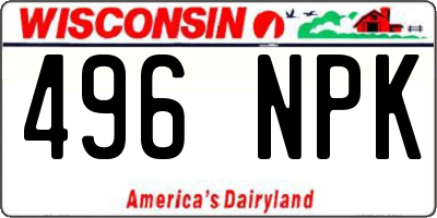 WI license plate 496NPK