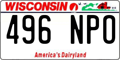 WI license plate 496NPO