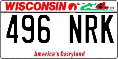 WI license plate 496NRK