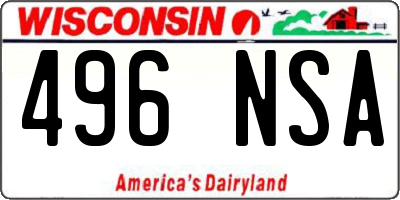WI license plate 496NSA