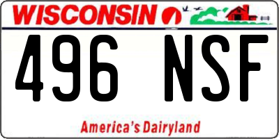 WI license plate 496NSF