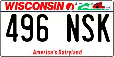 WI license plate 496NSK