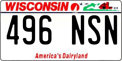 WI license plate 496NSN