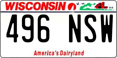 WI license plate 496NSW