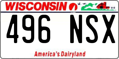 WI license plate 496NSX