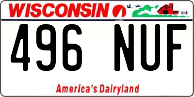 WI license plate 496NUF