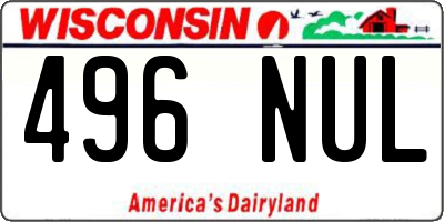 WI license plate 496NUL