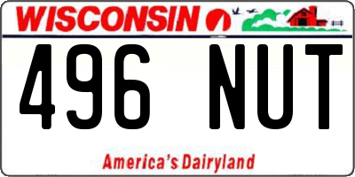 WI license plate 496NUT