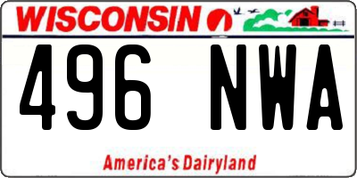 WI license plate 496NWA