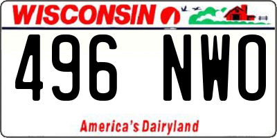 WI license plate 496NWO
