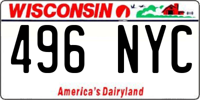 WI license plate 496NYC