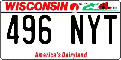 WI license plate 496NYT