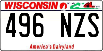 WI license plate 496NZS