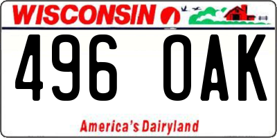 WI license plate 496OAK