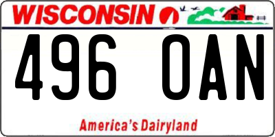 WI license plate 496OAN