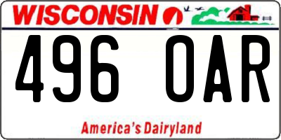 WI license plate 496OAR