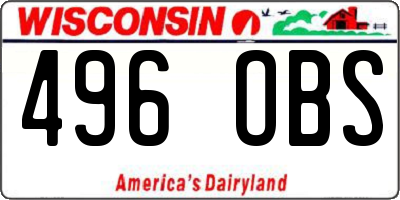 WI license plate 496OBS