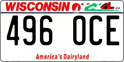 WI license plate 496OCE