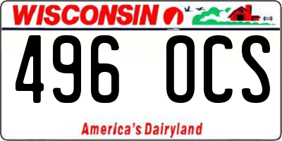 WI license plate 496OCS